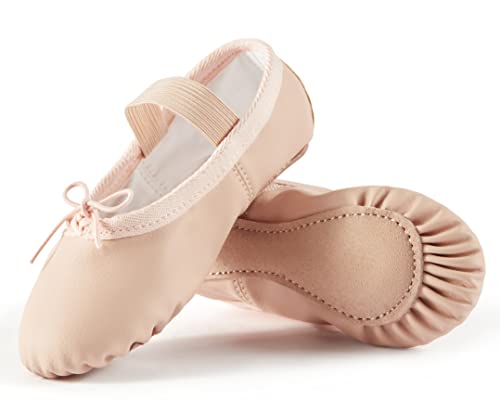 Lily's Locker- Zapatillas de Ballet Cuero para Niñas y Mujeres (Beige, Numeric_27)