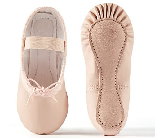 Lily's Locker- Zapatillas de Ballet Cuero para Niñas y Mujeres (Beige, Numeric_27)