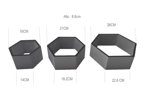 LIN HOME XZ-22109 Estantes flotantes hexagonales Juego de 3 Estantes Decorativos de Pared (Black)