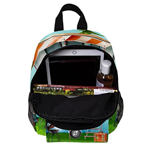 Lindo mini pack mochila ligera para casa rodante en el suburbio, Multicolor