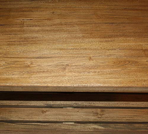 LioLiving Banco Toledo de madera maciza en estilo rústico – Banco de madera de teca con reposapiés – 49 cm de alto – Banco estable para interiores de teca