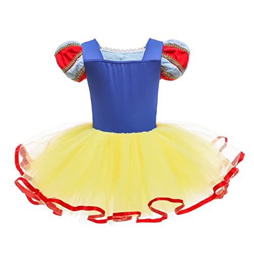 Lito Angels Disfraz Bailarina de Ballet Princesa Blancanieves para Niñas, Vestido Maillot de Danza Baile con Falda Tutu, Talla 3 a 4 Años, Amarillo