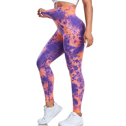 Litthing Tie Dye Gym Leggins Deporte Mujer Yoga Leggings Push Up Suaves Elásticos Tie Dye Mujer Anticeluliticos Sin Costuras Opaco Scrunch Butt Pantalones Yoga Running