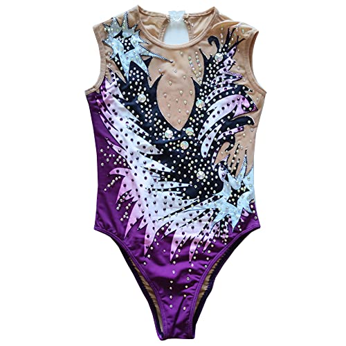 LIUHUO Traje de baño de natación sincronizado, traje de baño profesional, a medida, color morado, Púrpura, Small