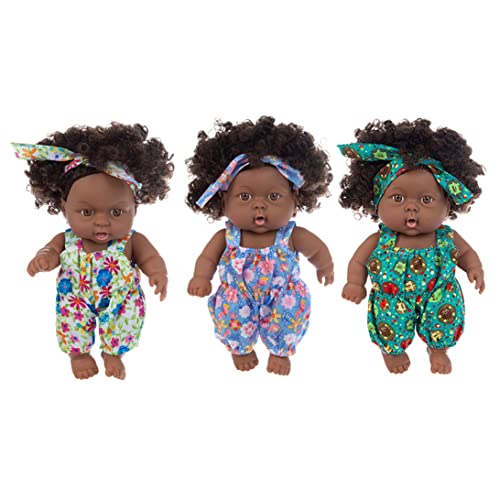 Liummrcy Soft Baby muñeca 20 cm CM Muñecas de bebé recién Nacidos Artificiales Negro Muñeca Recién Nacida Encantadora Niña Africana Africana Baby Baby Simulation Simulation Doll para niños pequeños