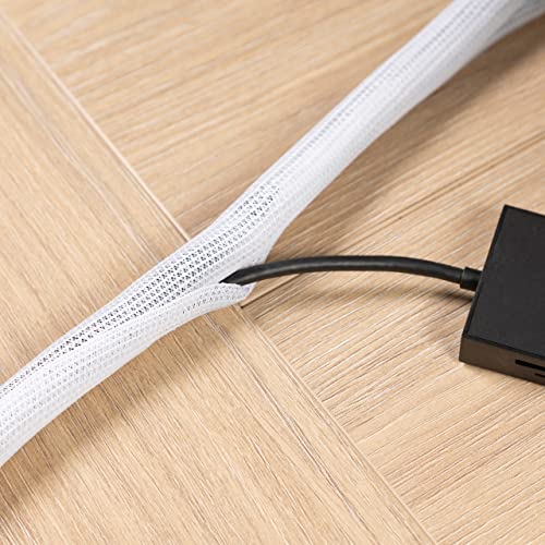 LIVAIA: pasacables con autocierre Blanco para una Mejor gestión de los Cables en el Escritorio - Organizador de 12 a 20 mm x 3 m - Protector de Cables Recortable para hogar y Oficina
