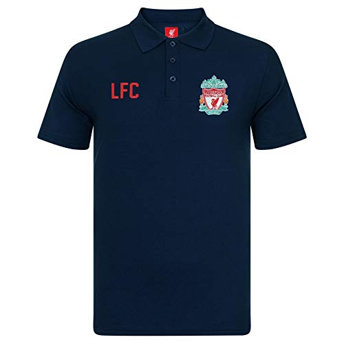 Liverpool FC - Polo Oficial para Hombre - con el Escudo del Club - Azul Marino - XXL