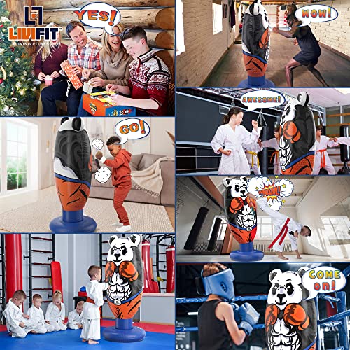LIVIFIT® Panda Punching Ball - Innovador Saco de Boxeo Hinchable para niños y Adultos - | Boxeo | Taekwondo | Fitness | Karate - Se sostiene por sí Mismo con Rebote instantáneo - Regalo útil Ideal