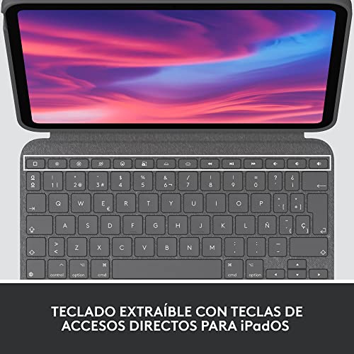 Logitech Combo Touch Funda con teclado extraíble para iPad (10.ª generación) con gran trackpad de precisión, retroiluminado de tamaño normal y tecnología Smart Connector, QWERTY Español - Gris