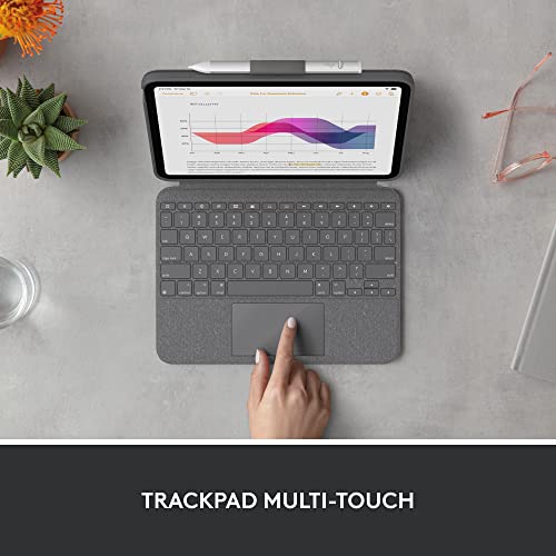 Logitech Combo Touch Funda con teclado extraíble para iPad (10.ª generación) con gran trackpad de precisión, retroiluminado de tamaño normal y tecnología Smart Connector, QWERTY Español - Gris