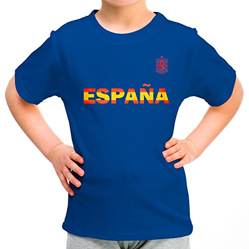 LolaPix Camiseta España Personalizada con tu Nombre y Dorsal | Selección Española | Varios Diseños Tallas | 100% Algodón | Niño | Azul