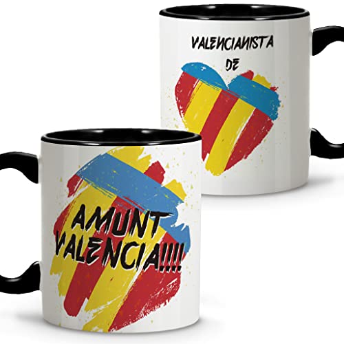 LolaPix Taza Valencia. Tazas Originales para Regalar. Taza Desayuno fútbol. Taza de cerámica 330ml. Varios diseños.