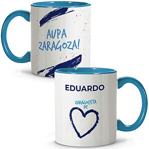 LolaPix Taza Zaragoza. Tazas Personalizadas con Nombre. Taza Desayuno fútbol. Taza de cerámica 330ml. Varios diseños.