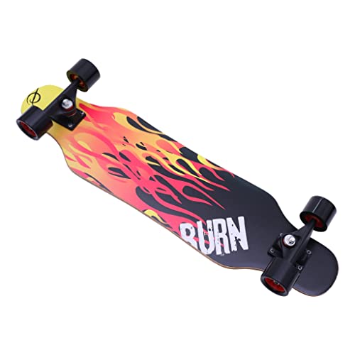 Longboard Cruiser Burn de 80cm para Carving y Cruising - Tabla Larga de Alta Resistencia y Ligereza, Rodamientos ABEC-7 - Ideal para Niños, Adolescentes y Principiantes en el Skateboarding