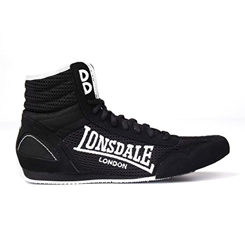 Lonsdale Niños Contender Junior Botas de boxeo Niños Mid Cut Zapatos ligeros con cordones, negro y blanco, 23 EU