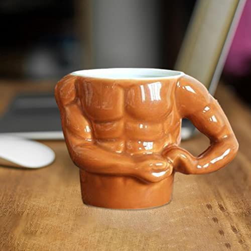 Luckyki Taza de café divertida para hombres | Tazas de café de cerámica para culturistas | Taza muscular para café, Leche, té, bebidas, bonitos regalos para hombres adultos y estudiantes