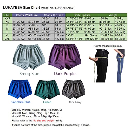 LUHAYESA Calidad 95% algodón elástico Iyengar pantalones cortos de yoga hombres mujeres Iyengar pantalones cortos, Morado Oscuro, 42
