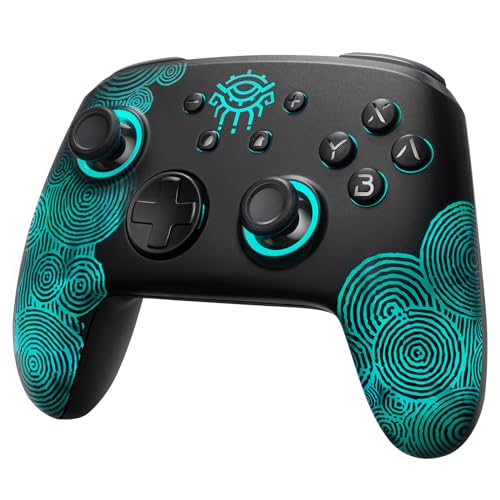 [Luminous Pattern]Mando Pro Switch Inalámbrico Compatible con Nintendo Switch/OLED/Lite, PALPOW Firefly Switch Pro Controller Inalambrico Bluetooth con 7 LED Colores/NFC/Turbo para Zelda Fans - Negro