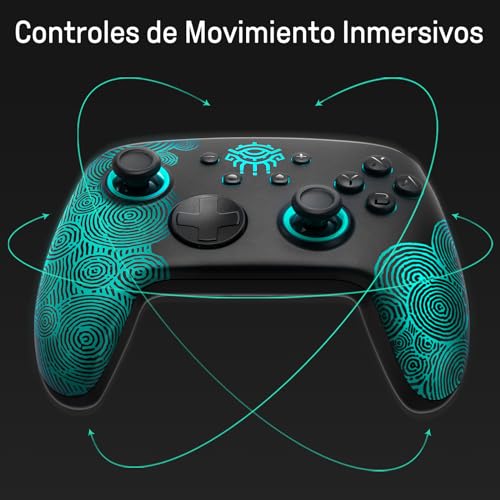 [Luminous Pattern]Mando Pro Switch Inalámbrico Compatible con Nintendo Switch/OLED/Lite, PALPOW Firefly Switch Pro Controller Inalambrico Bluetooth con 7 LED Colores/NFC/Turbo para Zelda Fans - Negro