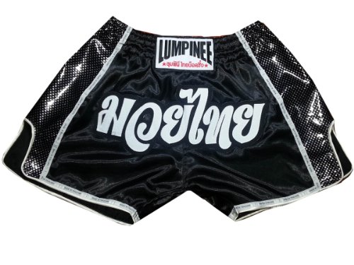 Lumpinee LUMRTO-002 - Pantalones cortos de boxeo para Muay Thai, color negro, talla M