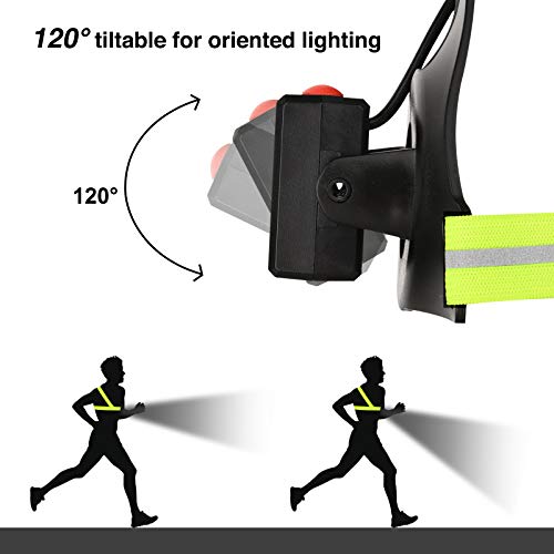 luz led para correr, USB Recargable, Luces Ajustable en 120°, 500 lúmenes, lámpara de Pecho con Tirantes reflectantes, adecuada para Caminar, Senderismo, Camping, Running