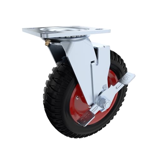 Lygoeege Heavy Duty Caster Wheel, 20 cm x 1, capacidad de 115 kg, goma maciza, hierro fundido, exterior, sin planos, para carros, banco de trabajo, trolley, herramientas de bricolaje