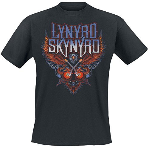 Lynyrd Skynyrd Crossed Guitars Camiseta Negro S, 100% algodón, Corte Normal