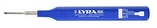 LYRA L4488002, Ink - Marcador para perforaciones con punta telescópica (diámetro de 1 mm y 35 mm de largo), tinta permanente azul para todas las superficies en blíster
