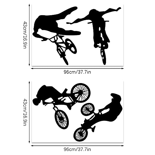 LZYMSZ Calcomanía de Pared para Bicicleta, 37.7 * 16.9 '' Vinilo Bicicleta de Montaña Mural Adhesivo Deportes Extremos Arte Silueta Mural para Hombre Niños Habitación (4)