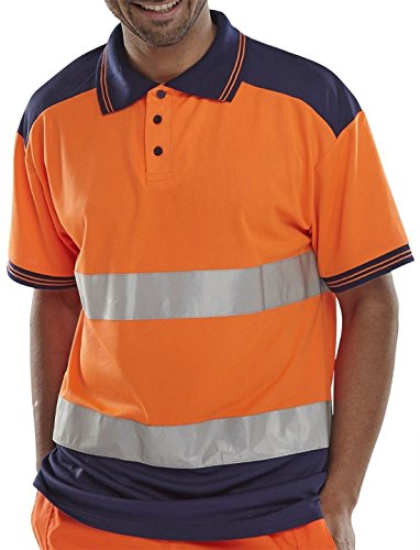 MA ONLINE - Camiseta de manga corta para hombre, 2 tonos, de alta visibilidad, reflectante, talla S/5XL Naranja Camiseta naranja/azul marino 4XL