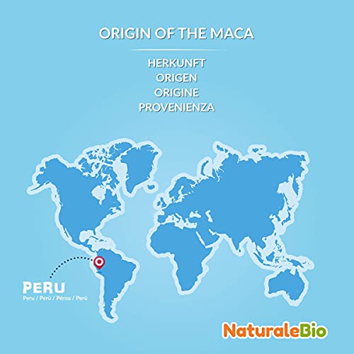 Maca Andina Ecológica en Cápsulas 500mg - 180 cápsulas. Gelatinizada, Bio y Pura, viene de raíz de Maca Peruana Orgánica. NaturaleBio