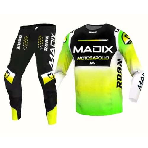 Madix Ropa Motocross niño Camiseta y Pantalón 6 a 12 años (12 años S, Verde)
