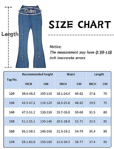 Maeau - Jeans Pantalones Largos Vaqueros Niña de Cintura Alta con Tachuelas Microflare Pantalón Pitillo Casual Vintage Fashion Y2K - Azul - 10-11 Años