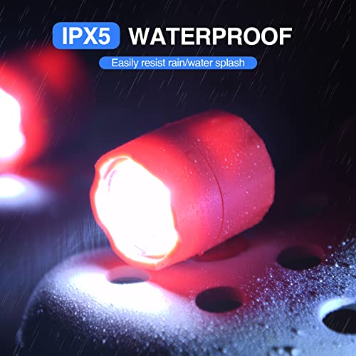 mafiti Faros para Crocs, 2* luces LED IPX5 Impermeables, Carga de Luz Tipo C, Camping, Adecuado para Adultos Niños (Rojo) [Clase de eficiencia energética A+++]