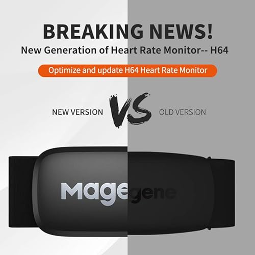 Magene H64 Monitor de Frecuencia Cardíaca Nueva Versión, Correa de Pecho con Sensor de Frecuencia Cardíaca, Protocolo Ant+/Bluetooth, Compatible con Aplicaciones iOS/Android