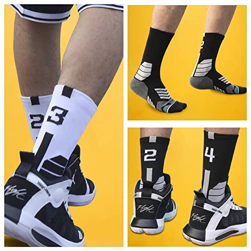 MAHZA Calcetines atléticos unisex personalizados Jugador de baloncesto Jugador de fútbol Camiseta Número Crew Calcetines, 1 PCS (F,W4)