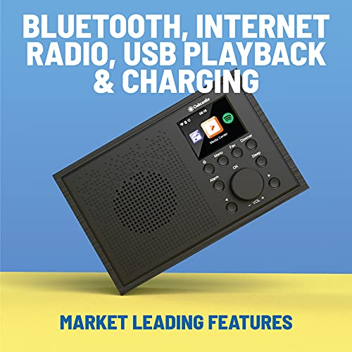 Majority Oakcastle IR100 Internet Radio WiFi, Spotify Connect, Bluetooth, Alarma Dual, Entrada de línea, Control de Aplicaciones, Pantalla a Color (Negro)