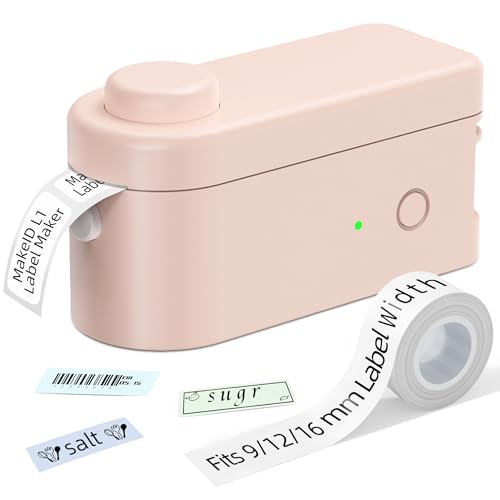 Makeid Etiquetadora Portátil | Impresora de Etiquetas Bluetooth | con Cinta de Etiquetas, Oficina o para el hogar, Compatible con iOS Android Rosa