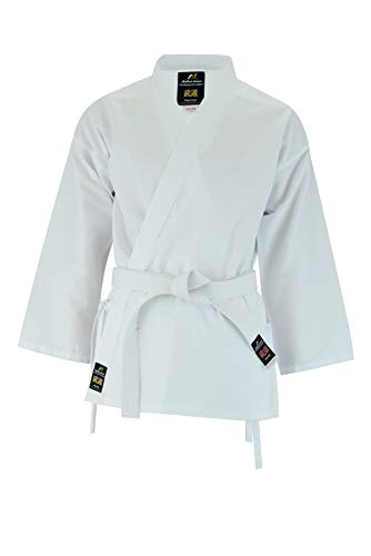Malino Karate Gi - Traje de karate para niños para adultos, uniforme de arte marcial, 6 onzas, color blanco ligero para estudiantes, con cinturón libre (blanco, 160)