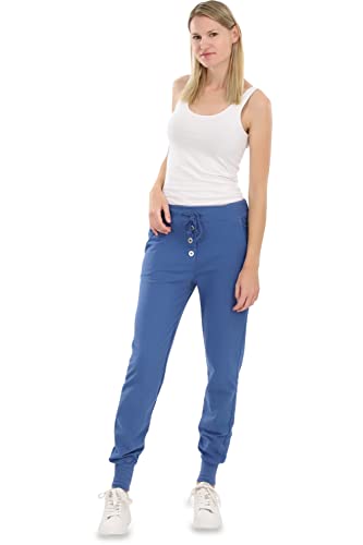 Malito 8021-G - Pantalones deportivos para mujer con aspecto clásico | Pantalones deportivos en colores lisos | holgados para bailar | Pantalones de chándal, azul vaquero, S