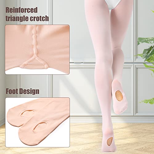 Mallas de ballet convertibles 90D para mujer, medias de ballet suaves con pies de baile con agujeros (S, Rosa)
