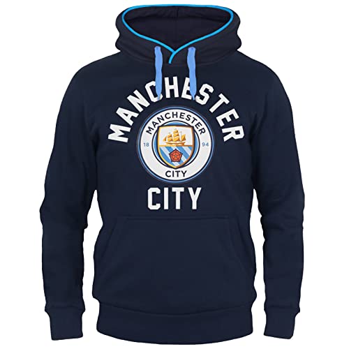 Manchester City FC - Sudadera oficial con capucha y escudo del club - Para hombre - Forro polar - S