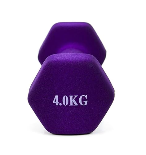 Mancuerna pesa de 4kg acero cubierta en vinilo suave y antideslizante Ejercicio en Casa, gimnasia, musculación. Color Morado (violeta)