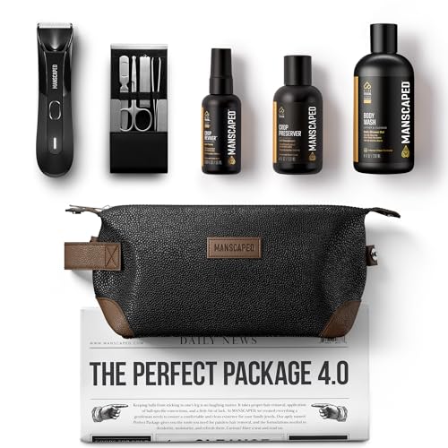 MANSCAPED™ Perfect Package 4.0 Kit Contains: The Lawn Mower™ 4.0 Electric Trimmer, Ball Deodorant, Body Wash, Performance Spray-on-body Toner, Four Piece Luxury Nail Kit, Toiletry Bag, 3 Shaving Mats
