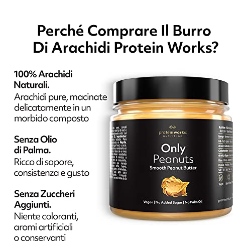 Mantequilla de Cacahuete Cremosa | 100% Natural Peanut Butter | Apto Para Veganos| Sin azúcares añadidos, conservantes ni aceite de palma | Protein Works | 250g