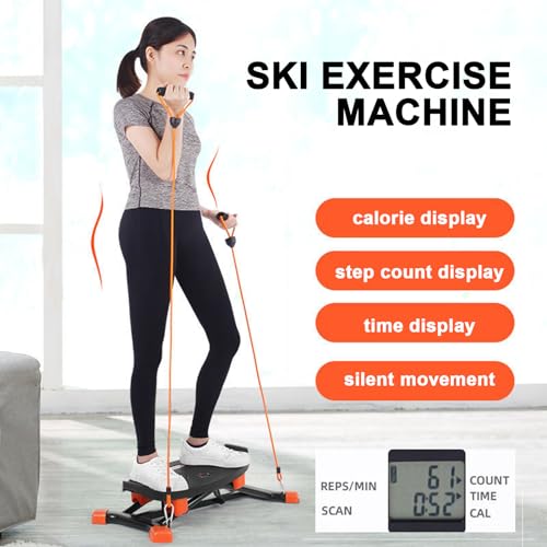 Máquina de ejercicio de esquí, máquina de entrenamiento de piernas con bandas de resistencia, equipo de esquí interior con pantalla LCD, máquina de entrenamiento de muslos para gimnasio en casa