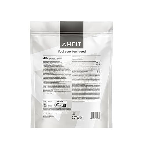 Marca Amazon - Amfit Nutrition Proteína de suero en polvo con sabor a caramelo salado, 75 porciones, 2.27 kg (Paquete de 1)