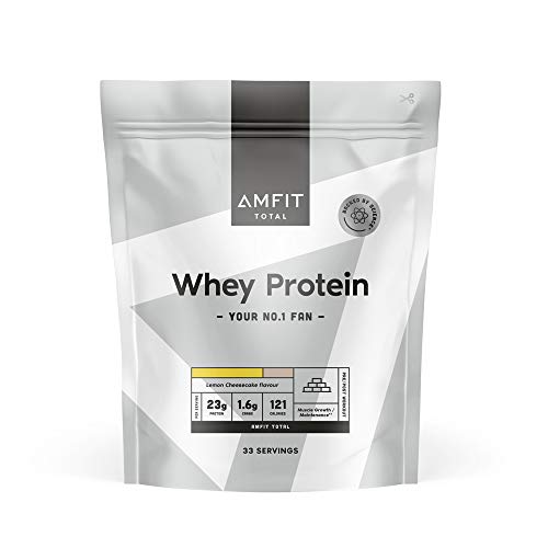 Marca Amazon - Amfit Nutrition Proteína de Suero Lácteo, Sabor Cheesecake de Limón, 33 porciones, 1 kg (Paquete de 1)