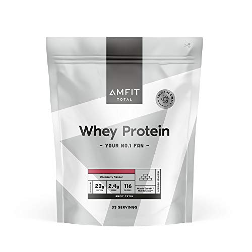Marca Amazon - Amfit Nutrition Proteína de Suero Lácteo, Sabor Frambuesa, 33 porciones, 1 kg (Paquete de 1)