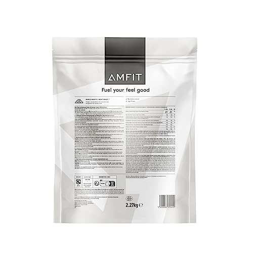 Marca Amazon - AMFIT TOTAL Proteína de suero en polvo con sabor a batido de fresa, 75 porciones, 2.27 kg (Paquete de 1)